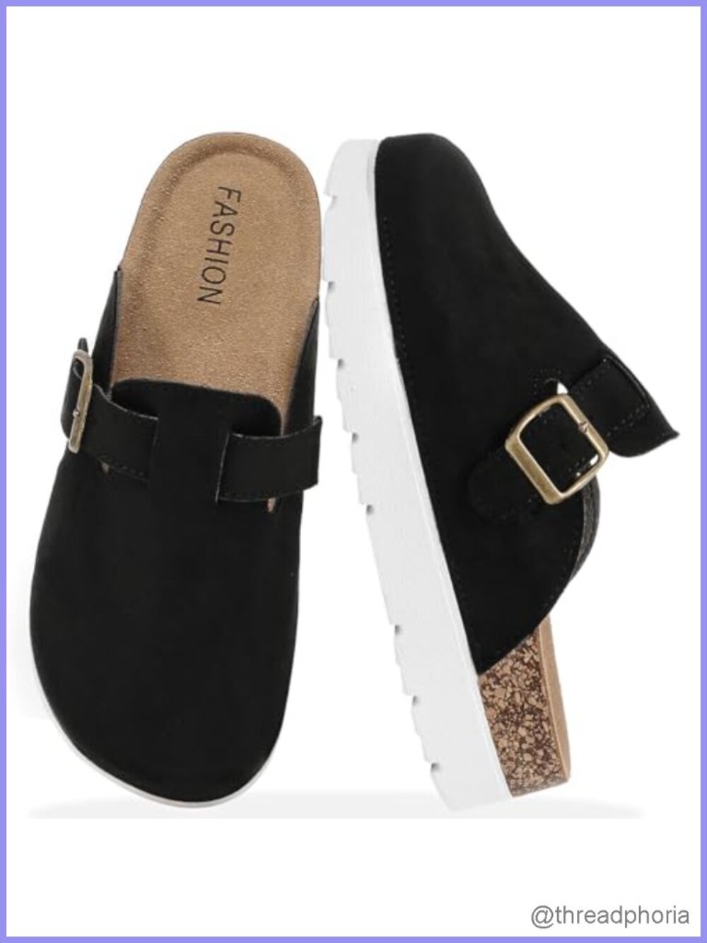 Suede Platform Clogs Women's Memory Foam Mules Arch Support Cork Footbed
